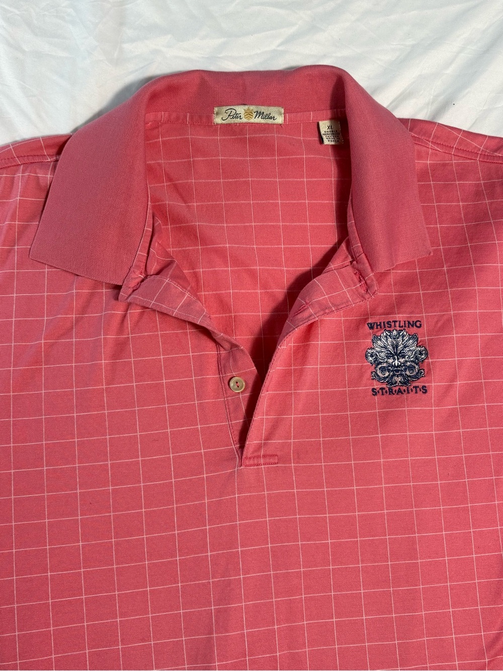 VTG Peter Millar Whistling Straits golf polo windowpane XL